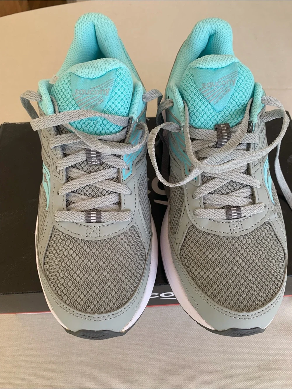Saucony Women’s Grey and Aqua Athletic Running Shoes